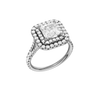 A three-quarter view of the Princess cut diamond engagement ring in platinum with a prong band and cathedral setting