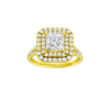 A front view of the Princess cut diamond engagement ring in 14k yellow gold with a prong band and cathedral setting