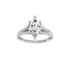 A front view of the Marquise cut diamond engagement ring in platinum with a diamond channel band and split setting