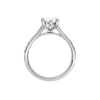 A profile view of the Marquise cut diamond engagement ring in 14k white gold with a diamond channel band and split setting
