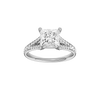 A front view of the Princess cut diamond engagement ring in 14k white gold with a diamond channel band and split setting