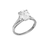 A three-quarter view of the Elongated Cushion cut diamond engagement ring in 14k white gold  with a channel band and hidden halo setting