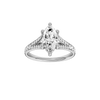A front view of the Marquise cut diamond engagement ring in 14k white gold with a diamond channel band and split setting