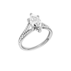 A three-quarter view of the Marquise cut diamond engagement ring in platinum with a diamond channel band and split setting