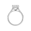 A profile view of the Princess cut diamond engagement ring in 14k white gold with a diamond channel band and split setting