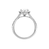 A profile view of the Marquise cut diamond engagement ring in platinum with a channel band and solitaire setting