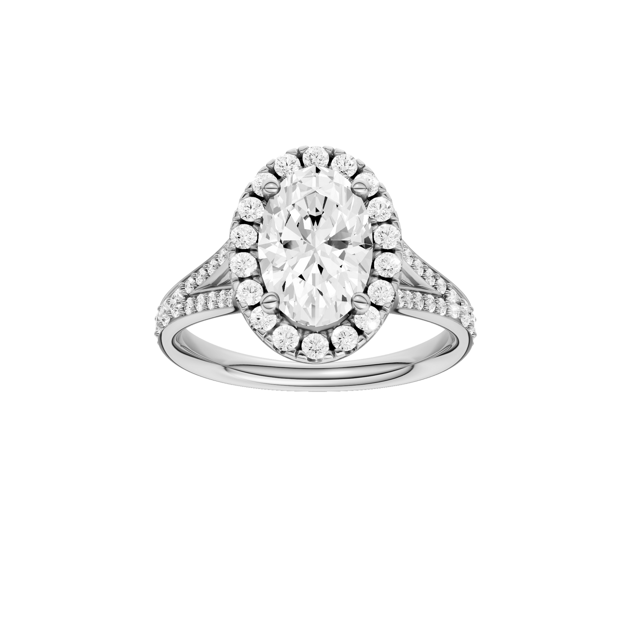 A front view of the Round cut diamond engagement ring in platinum with a plain band and solitaire setting