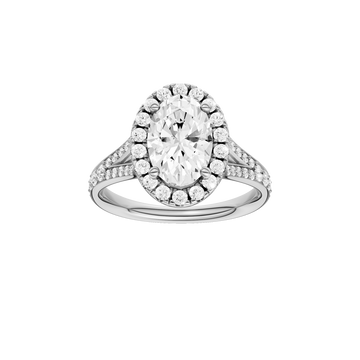 A front view of the Round cut diamond engagement ring in 14k white gold with a plain band and solitaire setting