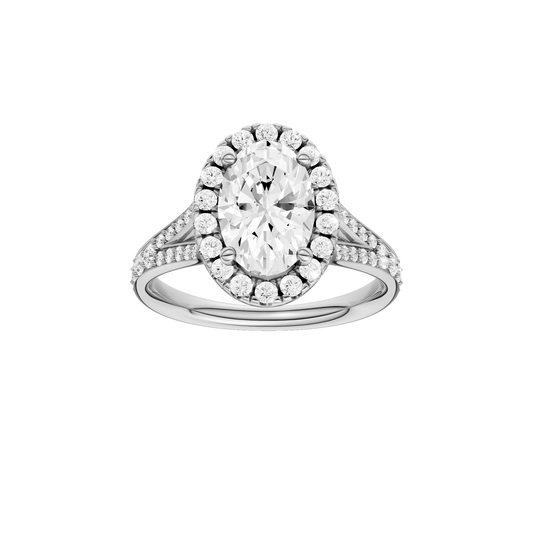 A front view of the Round cut diamond engagement ring in 14k white gold with a plain band and solitaire setting
