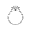 A profile view of the Round cut diamond engagement ring in platinum with a plain band and solitaire setting
