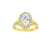 A front view of the Round cut diamond engagement ring in 14k yellow gold with a plain band and solitaire setting