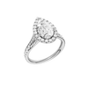 A three-quarter view of the Pear cut diamond engagement ring in platinum with a diamond channel band and split setting