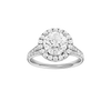 A front view of the Round cut diamond engagement ring in 14k white gold with a diamond channel band and split setting