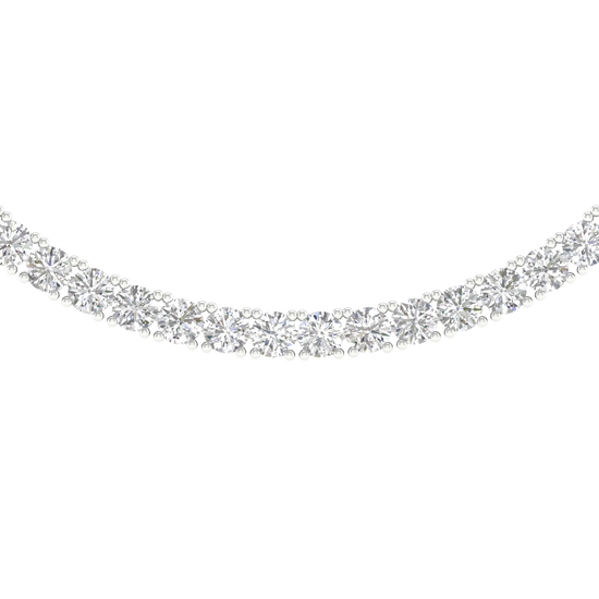 A close-up detail of the continuous diamond setting on the 14K white gold Tennis Necklace Zenith.