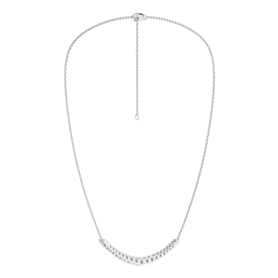 Amorati Diamonds, Petite Graduated Diamond Curve Necklace, 1 total carat, 14K white gold, u-shape, back side of necklace.