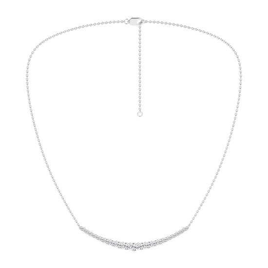 Amorati Diamonds, Petite Graduated Diamond Curve Necklace, 1 total carat, 14K white gold, u-shape necklace.
