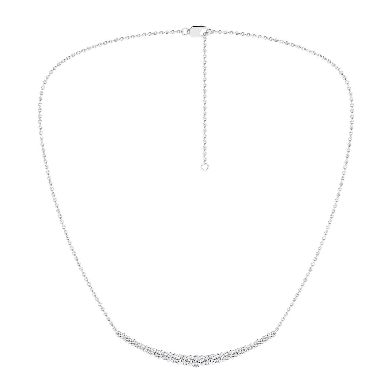 Amorati Diamonds, Petite Graduated Diamond Curve Necklace, 1 total carat, 14K white gold, u-shape necklace.