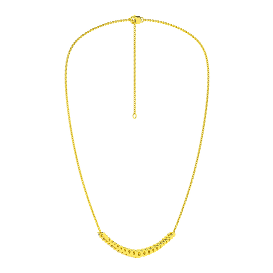 Amorati Diamonds, Petite Graduated Diamond Curve Necklace, 1 total carat, 14K yellow gold, u-shape, back side of necklace.