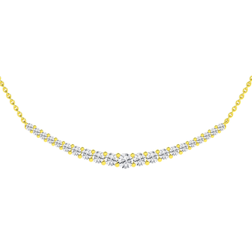 Amorati Diamonds, Petite Graduated Diamond Curve Necklace, 1 total carat, 14K yellow gold, u-shape close up image.