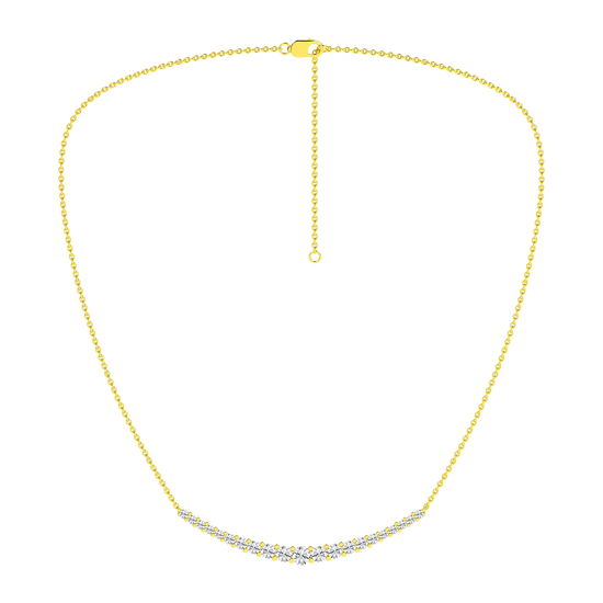 Amorati Diamonds, Petite Graduated Diamond Curve Necklace, 1 total carat, 14K yellow gold, u-shape necklace.