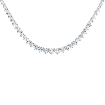A close-up of the 14K white gold graduating diamond necklace (Daily Centerpoint), highlighting the elegant tennis necklace setting.