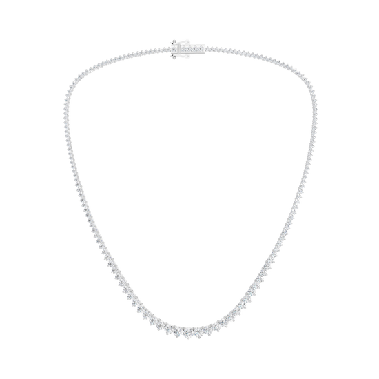 A full view of the 14K white gold diamond tennis necklace (Daily Centerpoint), showcasing the graduating chain.