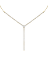 A close-up of the delicate 14K yellow gold diamond drop necklace (Valletta Strand) and the subtle diamond bar pendant.