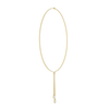 A full top-down view of the 14K yellow gold necklace, laid flat to display the bold Y-shaped silhouette.