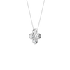 Back view of a white gold floral diamond pendant necklace displaying polished metal backing and clean, modern construction.