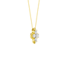 Angled view of a yellow gold floral diamond necklace highlighting warm gold tones, dimensional flower detailing, and diamond sparkle.