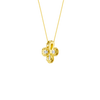 Back view of a yellow gold floral diamond pendant necklace displaying polished gold backing and clean, minimal detailing.