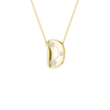 Modern 14k yellow gold bubble letter D initial necklace studded with three brilliant round-cut flush-set white diamonds on a delicate cable chain.