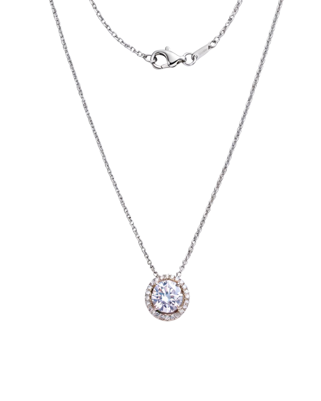 Front view showing the high-polish white gold setting of The Amorati L'Unico Solitaire bold diamond pendant.