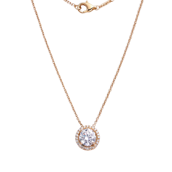 Front view showing the high-polish yellow gold setting of The Amorati L'Unico Solitaire bold diamond pendant.