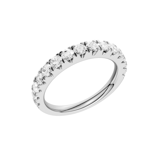A brilliant 14k white gold 2/3 eternity ring showcasing a shimmering row of premium round-cut lab-grown diamonds.
