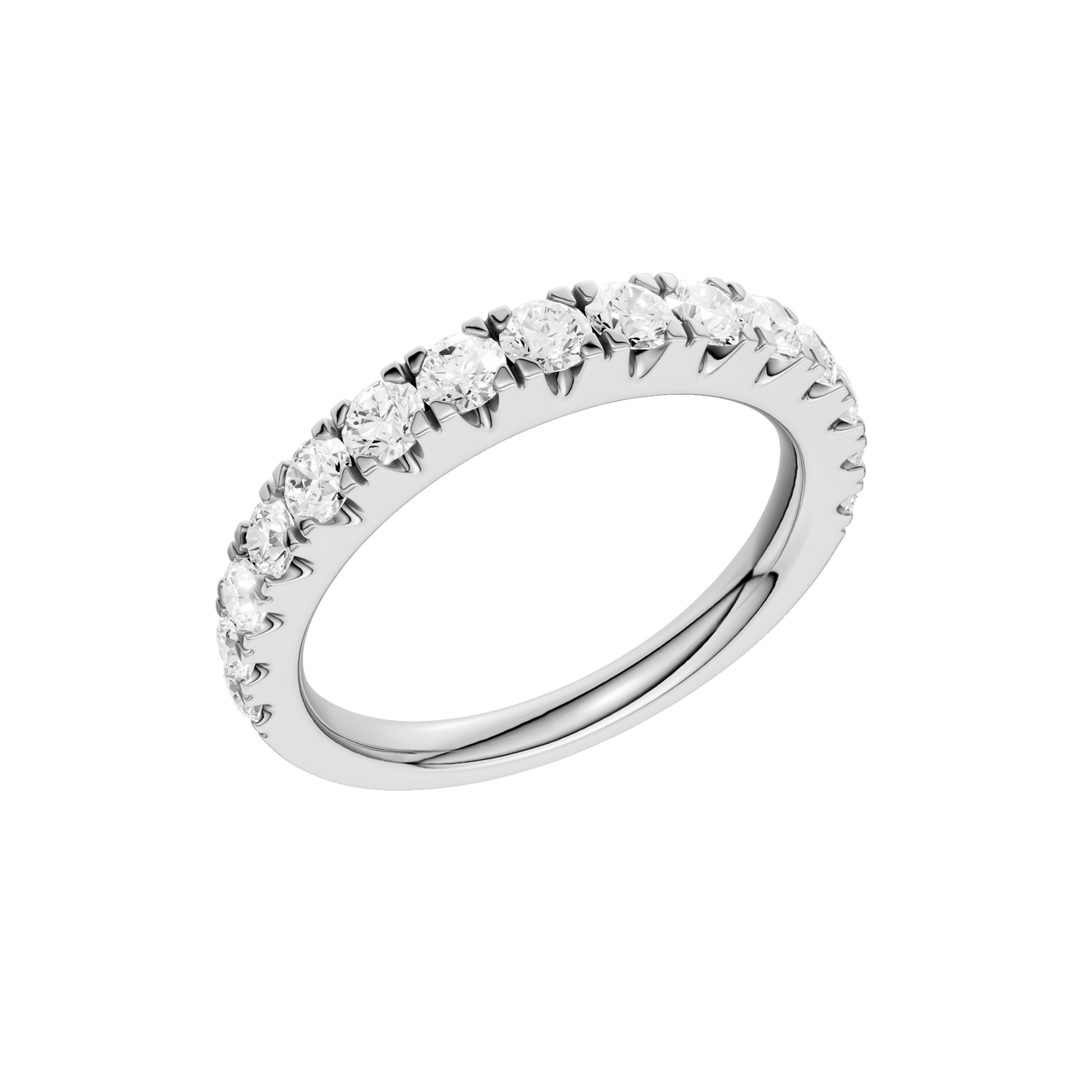 A brilliant 14k white gold 2/3 eternity ring showcasing a shimmering row of premium round-cut lab-grown diamonds.