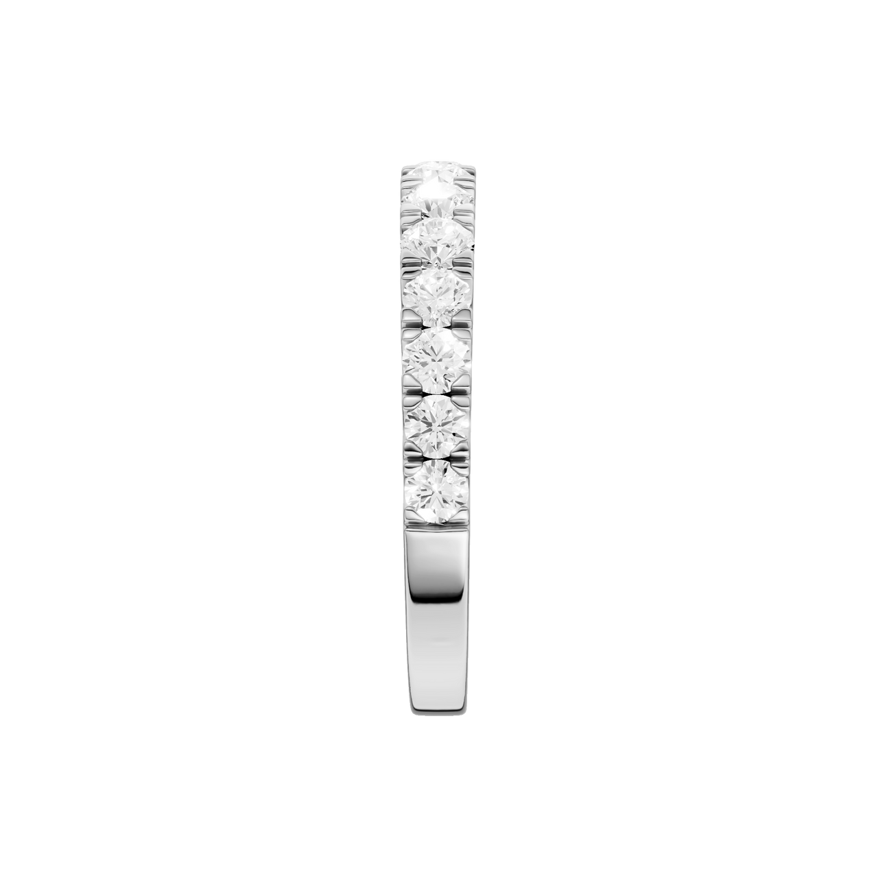 A brilliant 14k white gold 2/3 eternity ring showcasing a shimmering row of premium round-cut lab-grown diamonds.