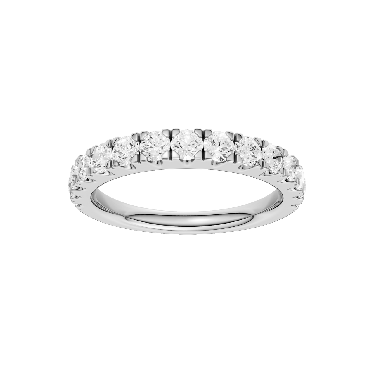 A brilliant 14k white gold 2/3 eternity ring showcasing a shimmering row of premium round-cut lab-grown diamonds.
