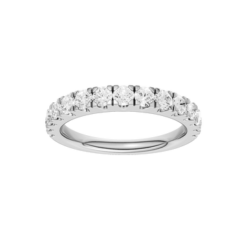 A brilliant 14k white gold 2/3 eternity ring showcasing a shimmering row of premium round-cut lab-grown diamonds.