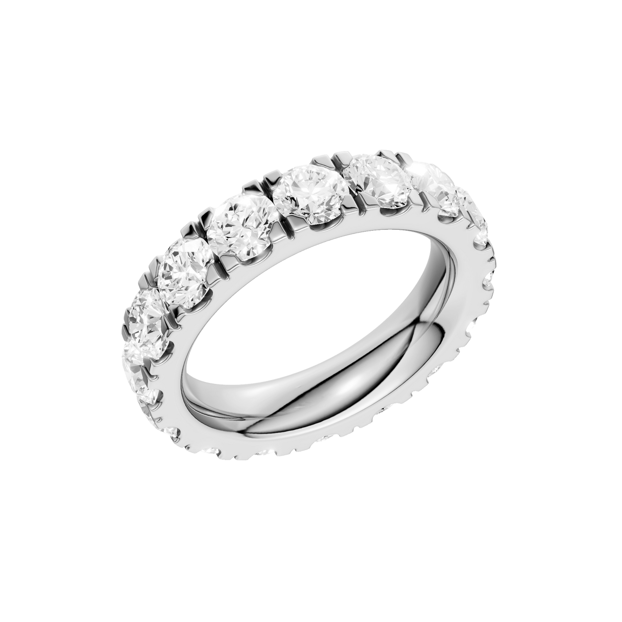 A breathtaking 14k white gold full eternity ring showcasing 4.0 carats of premium round-cut lab-grown diamonds for a seamless ribbon of light.
