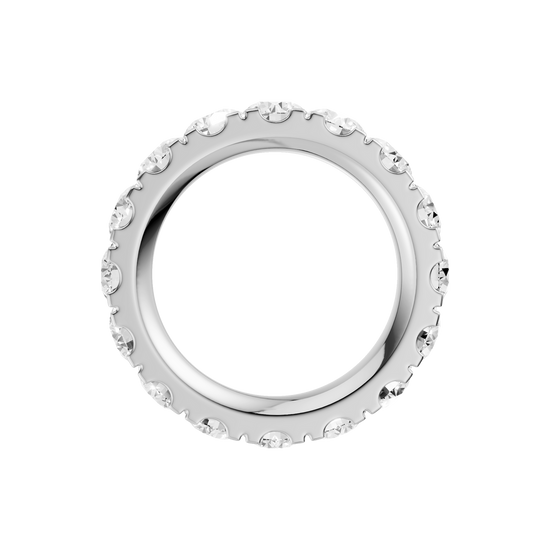A breathtaking 14k white gold full eternity ring showcasing 4.0 carats of premium round-cut lab-grown diamonds for a seamless ribbon of light.