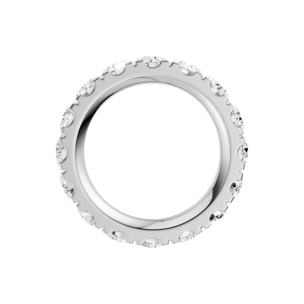 A breathtaking 14k white gold full eternity ring showcasing 4.0 carats of premium round-cut lab-grown diamonds for a seamless ribbon of light.