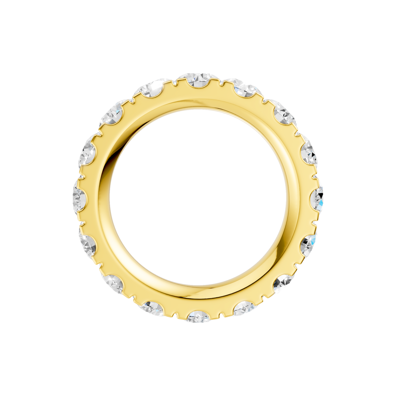 A magnificent 14k yellow gold eternity band featuring a continuous circle of 4.0 total carats of brilliant round-cut lab-grown diamonds