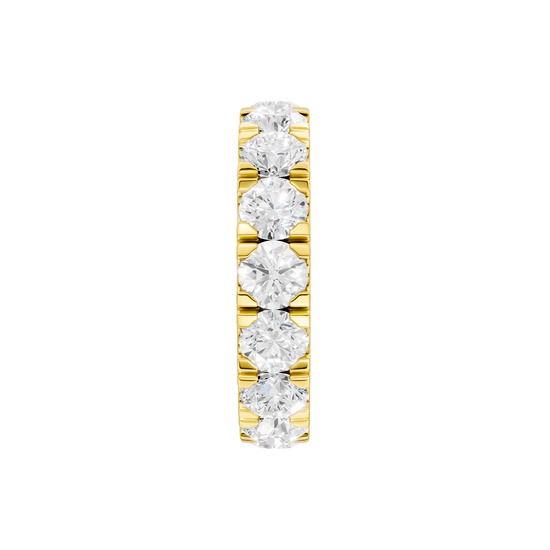 A magnificent 14k yellow gold eternity band featuring a continuous circle of 4.0 total carats of brilliant round-cut lab-grown diamonds