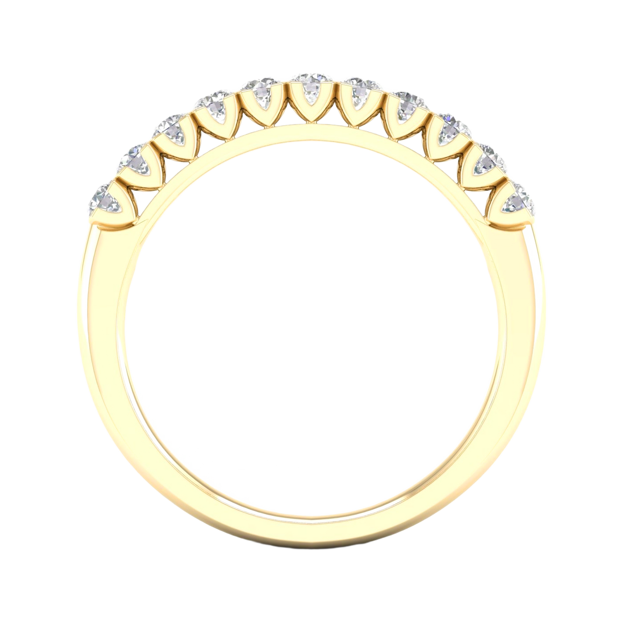 A delicate 14k yellow gold wedding band featuring 0.33 total carats of round-cut lab-grown diamonds in a classic half eternity setting.