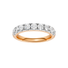 A top-down view of a 14K rose gold band ring with a continuous line of brilliant rectangular diamonds.