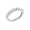 An angled view of a 14K white gold ring, showcasing the continuous sparkle of the rectangular diamonds.