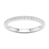 A refined 14k white gold half eternity ring showcasing a shimmering row of premium round-cut lab-grown diamonds for a sleek, monochromatic glow.