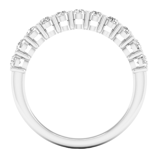 A brilliant 14k white gold half eternity ring showcasing a shimmering row of premium round-cut lab-grown diamonds.