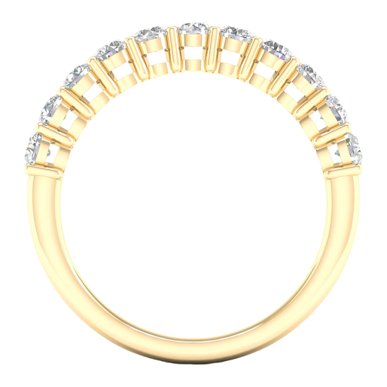 A sophisticated 14k yellow gold wedding band featuring 0.75 total carats of round-cut lab-grown diamonds in a classic half eternity setting.